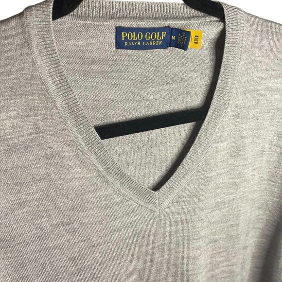 Ralph Lauren Polo Golf Gray Wool Blend Classic V-Neck Size Medium - Picture 4 of 5